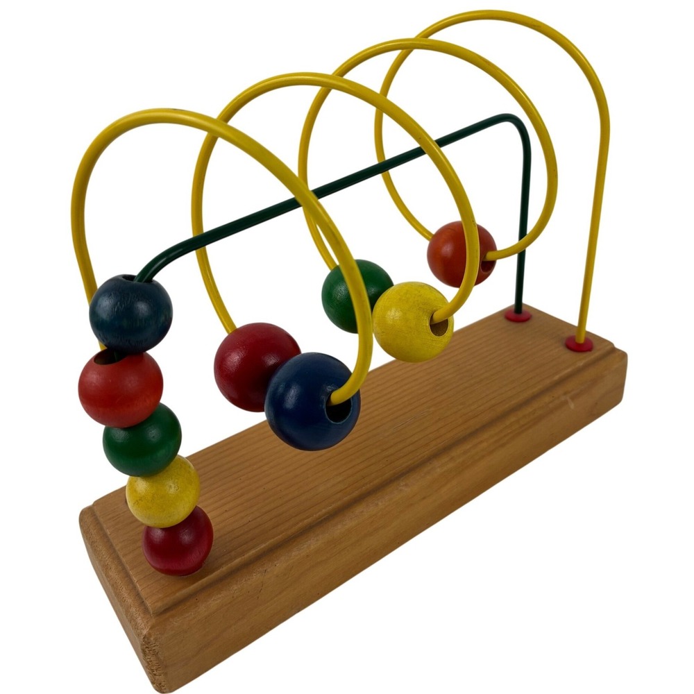 Vintage Anatex Mini Curves 'N Waves Wooden Bead Maze Activity Toy Made in USA - Picture 3 of 5